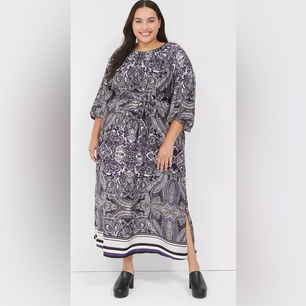 NWT Lane Bryant Paisley 3/4 Sleeve Maxi Dress Size 14